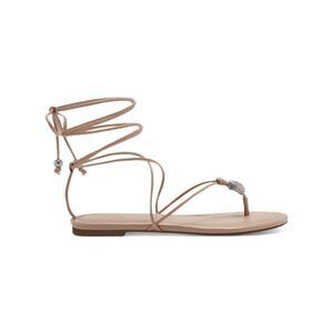 INC Womens Beige Strappy Embellished Amille Round Toe Lace-Up Thong Sandals 6 M